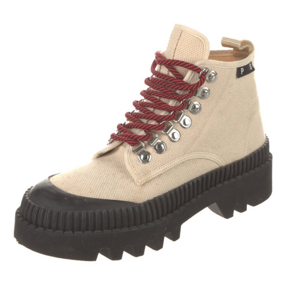 Proenza Schouler Beige Ankle Boots with Red Laces